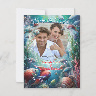 Faire-part Art sous-marin du poisson et du corail en acryliqu