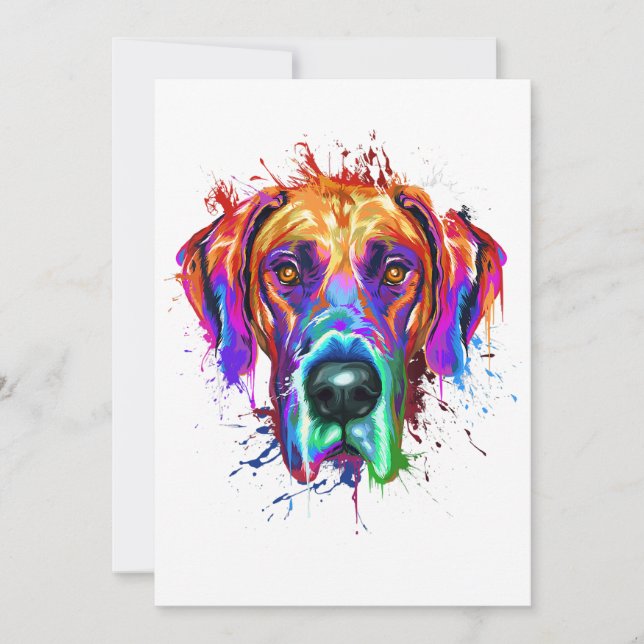 Faire-part Art Splash Great Dane Puppy Lover Cadeaux (Devant)
