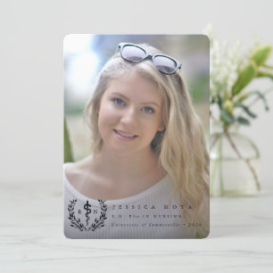 Faire-part Asclepius noir RN Infirmière inscrite diplômée