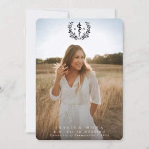 Faire-part Asclepius noir RN Infirmière inscrite diplômée