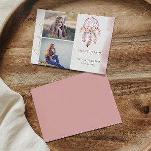Faire-part Attrape-Rêve Rose Bohème Ajoutez Vos Photos Diplôm