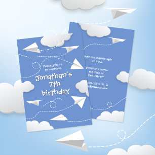 Faire-part avion en papier plié avion enfant anniversaire