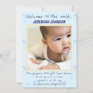 Faire-part Baby Boy Nouvelle arrivée