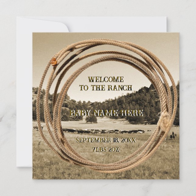 Faire-part Baby Cowboy or Cowgirl Birth Announcement (Devant)
