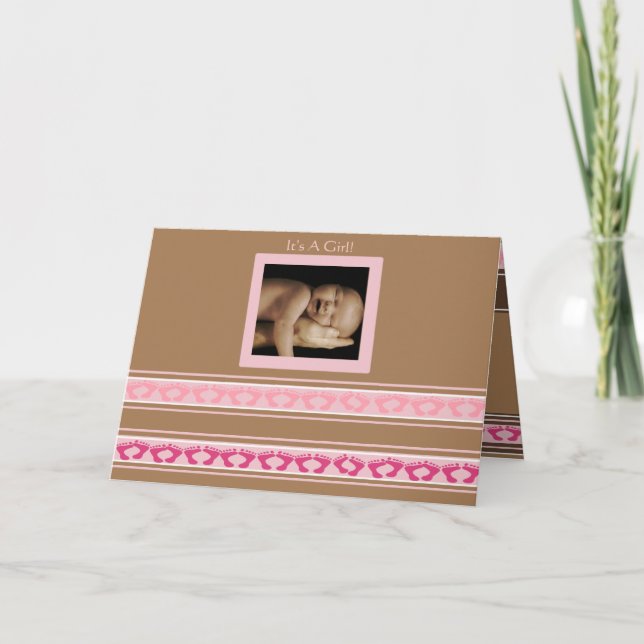 Faire-part Baby Girl Annouement mignon bébé Feet your Photo - (Devant)