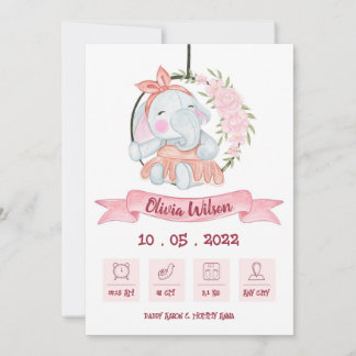 Faire-part Baby Girl Birth Annoucement