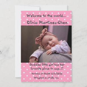 Faire-part Baby Girl Nouvelle arrivée