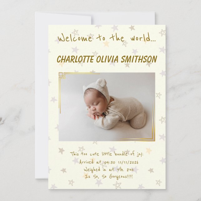 Faire-part Baby Girl Nouvelle arrivée (Devant)