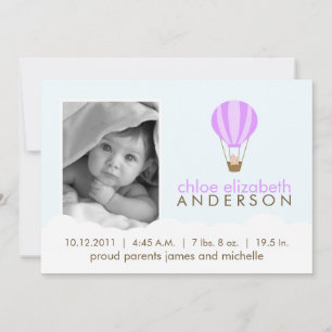 Faire-part Baby in Hot Air Balloon Annonces de naissance