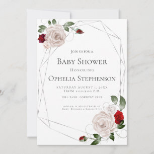 Faire-part Baby shower Aquarelle Dusty Blush Roses