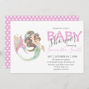 Faire-part BABY SHOWER Brown MERMAID sous la mer