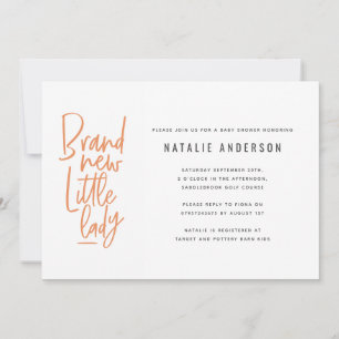 Faire-part Baby shower de fille dessiné à la main moderne inv