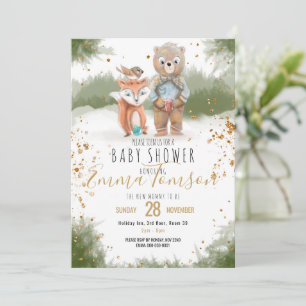Faire-part Baby shower de parties scintillant d'or pour les a