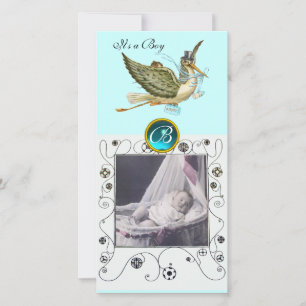 Faire-part BABY SHOWER DE STORE SWIRLS MONOGRAM aquamarine