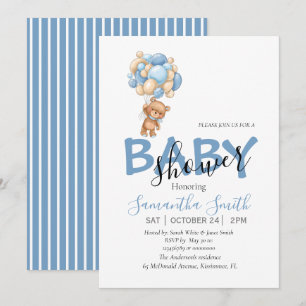 Faire-part Baby shower des ballons d'ours en peluche Invitati