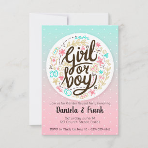 Faire-part Baby shower d'invitation de révélation de genre Ga