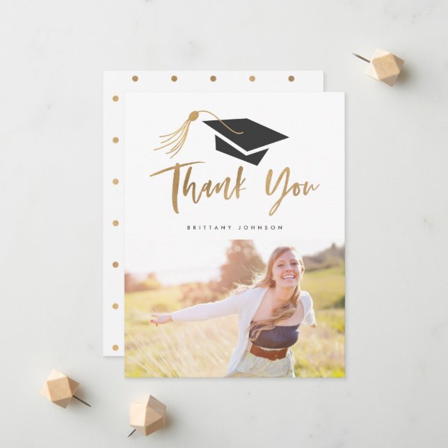 Faire-part Bac d'études et photo de l'huile d'or Tassel (Devant/Arrière en situation)