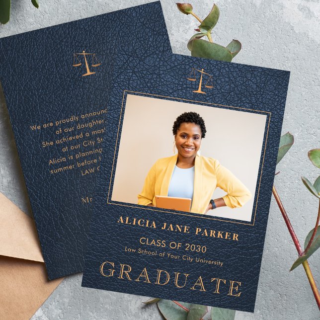 Faire-part Baccalauréat en droit Marine or photo (Créateur téléchargé)