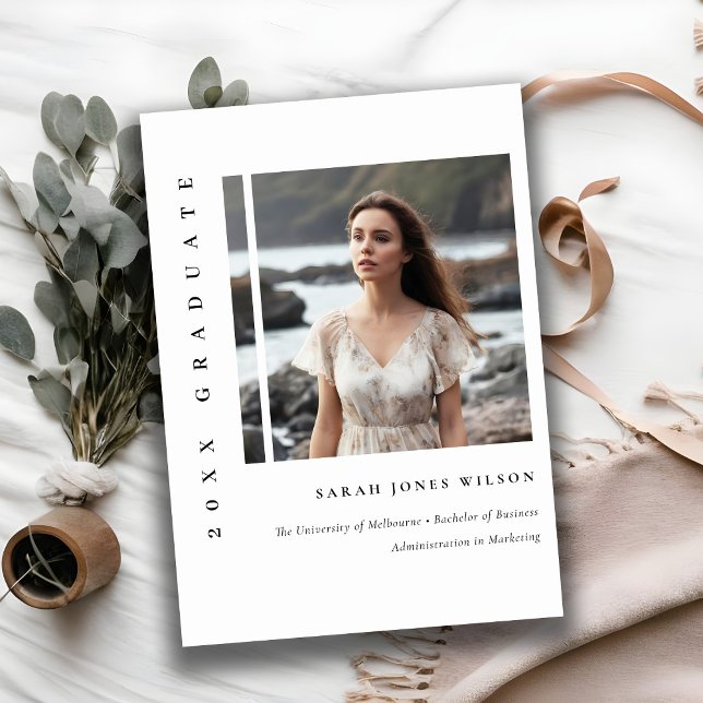 Faire-part Baccalauréat simple en noir et blanc (Créateur téléchargé)