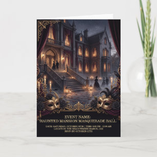 Faire-part Bal masqué gothique de la Maison hantée Halloween