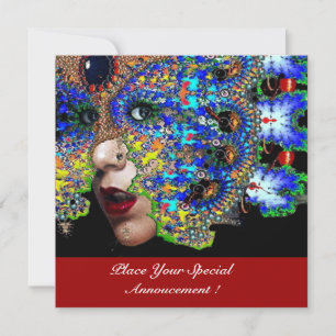 Faire-part Bal Masquerade Mardi Gras EPHÉMÉRAL, Masque Bleu