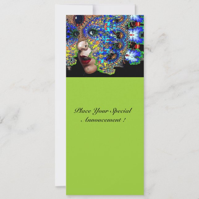 Faire-part Bal Masquerade Mardi Gras EPHÉMÉRAL, Masque Bleu (Devant)