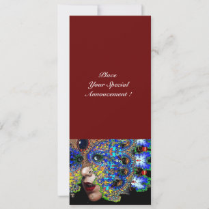 Faire-part Bal Masquerade Mardi Gras EPHÉMÉRAL, Masque Bleu