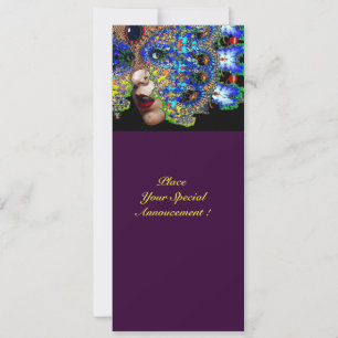 Faire-part Bal Masquerade Mardi Gras EPHÉMÉRAL, Masque Bleu