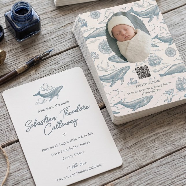 Faire-part Baleines dans les nuages Voyage céleste Naissance (Lifestyle Shot)