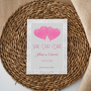 Faire-part Balloons Coeur Rose Enregistrer La Date Annonce