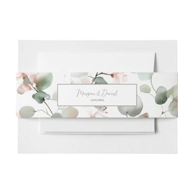 Faire-part Bandeau de mariage aquarelle Eucalyptus (Devant Example)