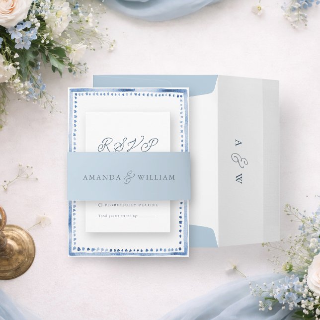 Faire-part Bandeau de mariage bleu poussiéreux (Créateur téléchargé)