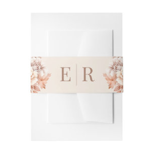 Faire-part Bandeau de mariage couleur beige rosé avec monogra