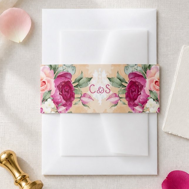 Faire-part Bandeau de mariage couleur rose vif éclaboussé (Créateur téléchargé)