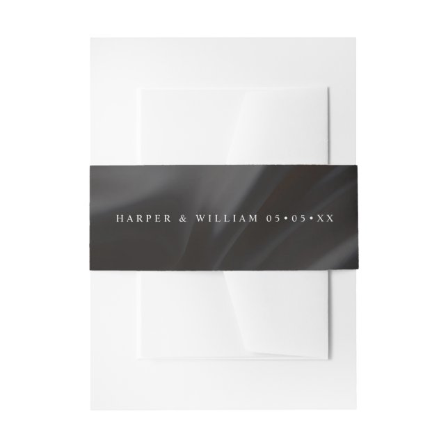 Faire-part Bandeau de mariage en satin noir pour invitation d (Devant example)