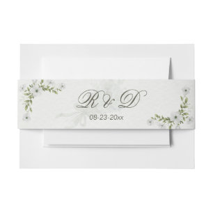 Faire-part Bandeau de mariage floral blanc élégant pour invit