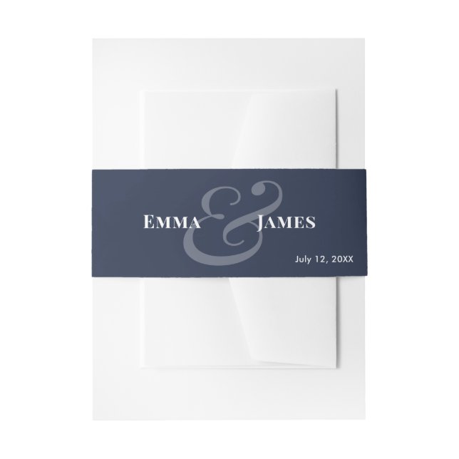 Faire-part Bandeau de mariage inversé marine | Nom (Devant example)