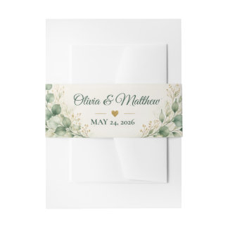 Faire-part Bandeau de mariage vert sauge eucalyptus
