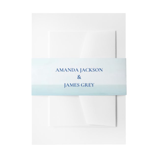 Faire-part Bandeau de ventre de mariage bleu mer de plage tro (Devant example)