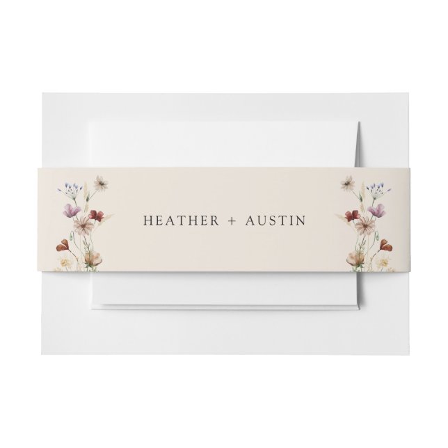 Faire-part Bandeau de ventre de mariage Boho Wildflower (Devant Example)