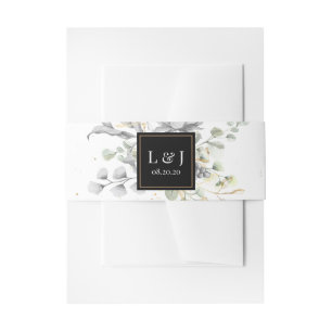 Faire-part Bandeau de ventre de mariage floral argent dramati