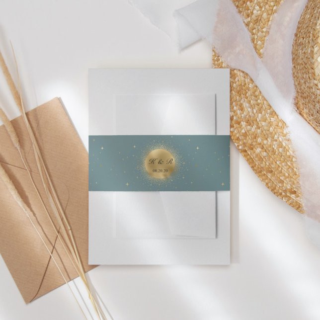 Faire-part Bandeau de ventre de mariage Pastel Celestial Gold (Créateur téléchargé)