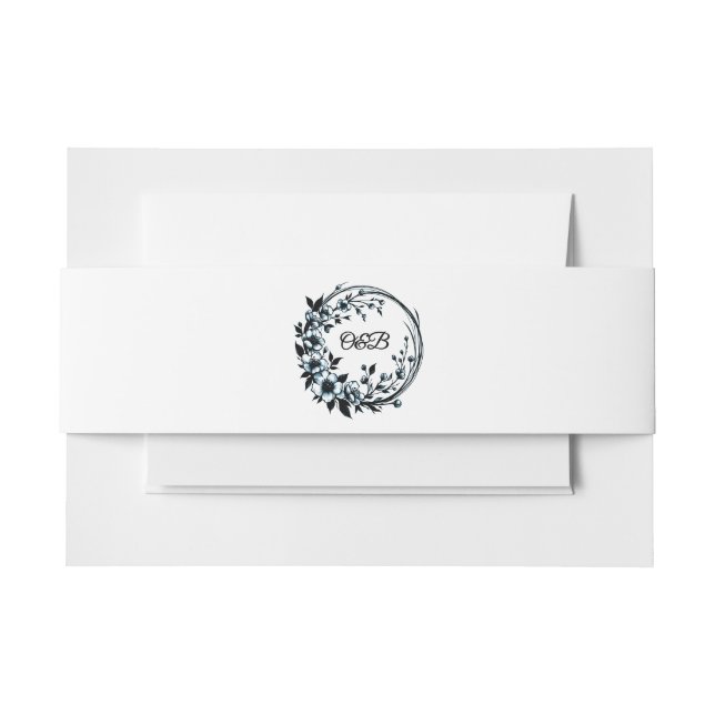 Faire-part Bandeau de ventre d'invitation à monogramme floral (Devant Example)