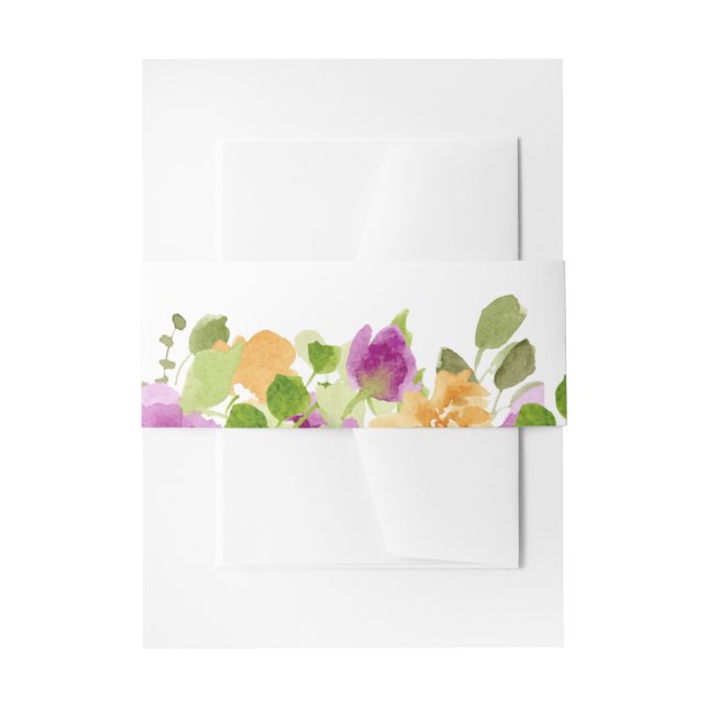 Faire-part Bandeau de ventre d'invitation Fleurs violettes et (Devant example)
