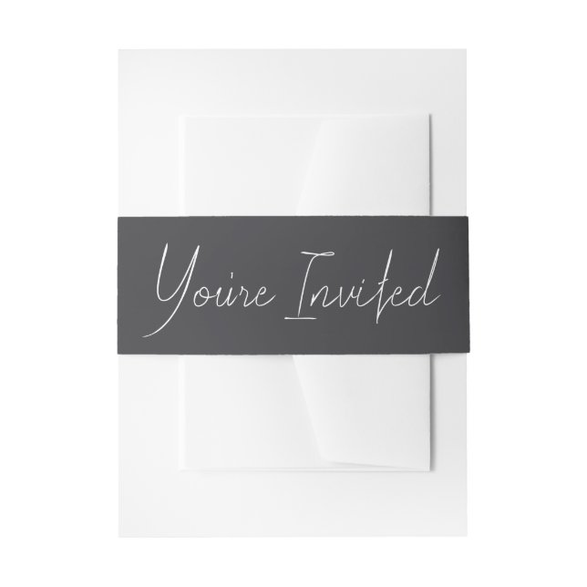 Faire-part Bandeau de ventre d'invitation simple noir et blan (Devant example)