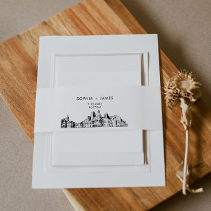 Faire-part Bandeau de ventre Skyline de Boston, 2"x11.5"
