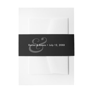 Faire-part Bandeau inversé noir pour invitation de mariage |