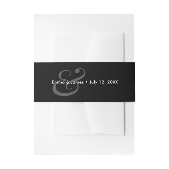 Faire-part Bandeau inversé noir pour invitation de mariage |  (Devant example)