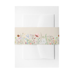 Faire-part Bandeau ventral d'invitation Prairie de fleurs sau
