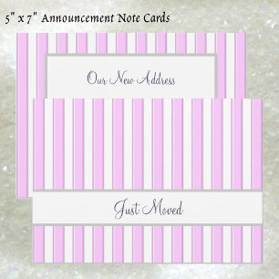 Faire-part Bandes roses et blanches Editable Script Nouvelle